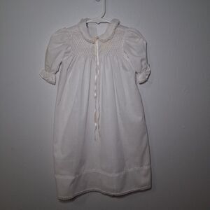 Vintage Baby Girl Long Night Gown Sz 3-9 Months White Victorian Prairie Peasant